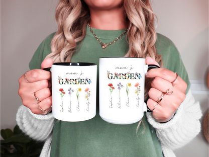 Custom Birth Flower Mug for Grandma, Personalized Nana, Mama, Abuela Gift, Grandmas Garden Coffee Cup, Mimis Garden Custom Floral Mug