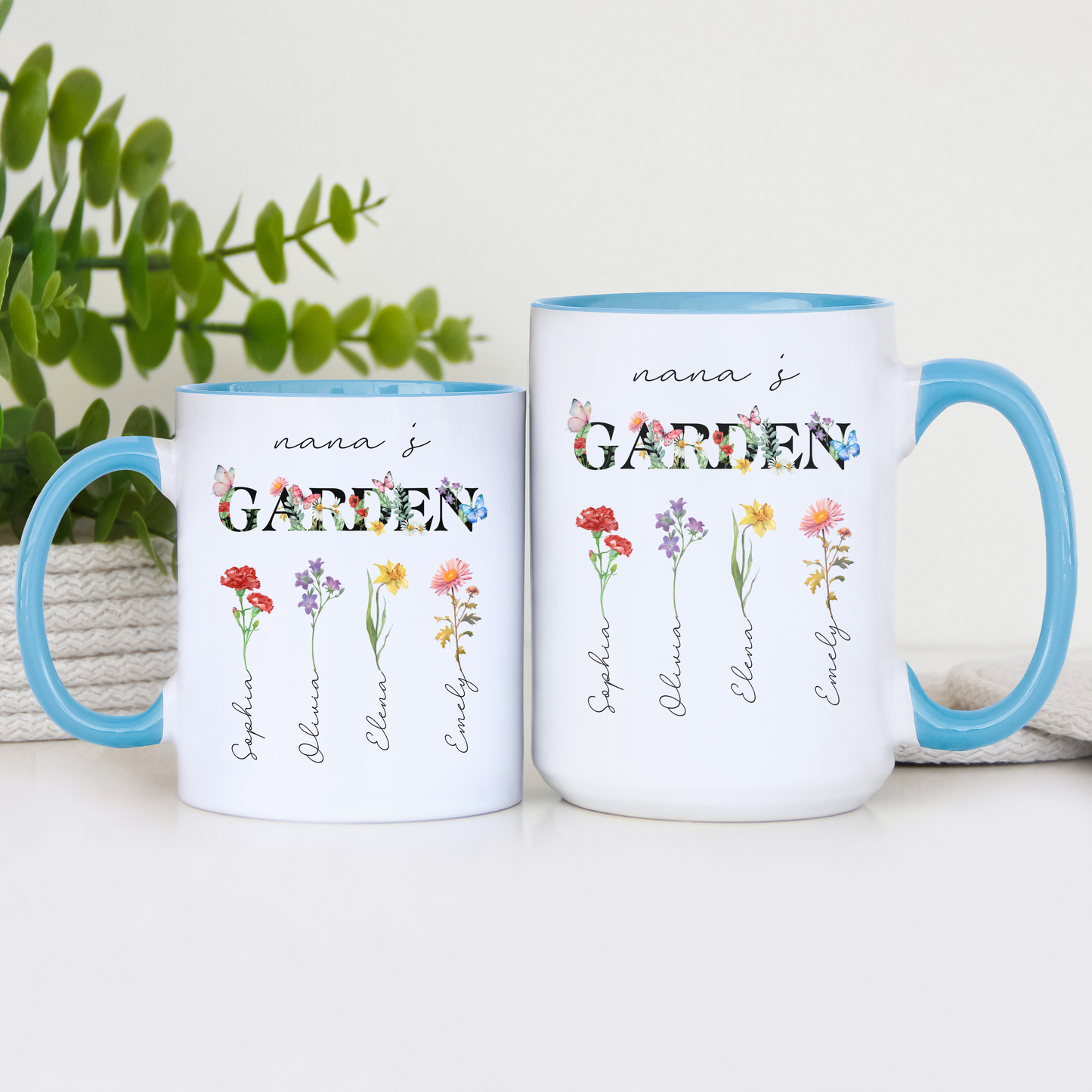 Custom Birth Flower Mug for Grandma, Personalized Nana, Mama, Abuela Gift, Grandmas Garden Coffee Cup, Mimis Garden Custom Floral Mug