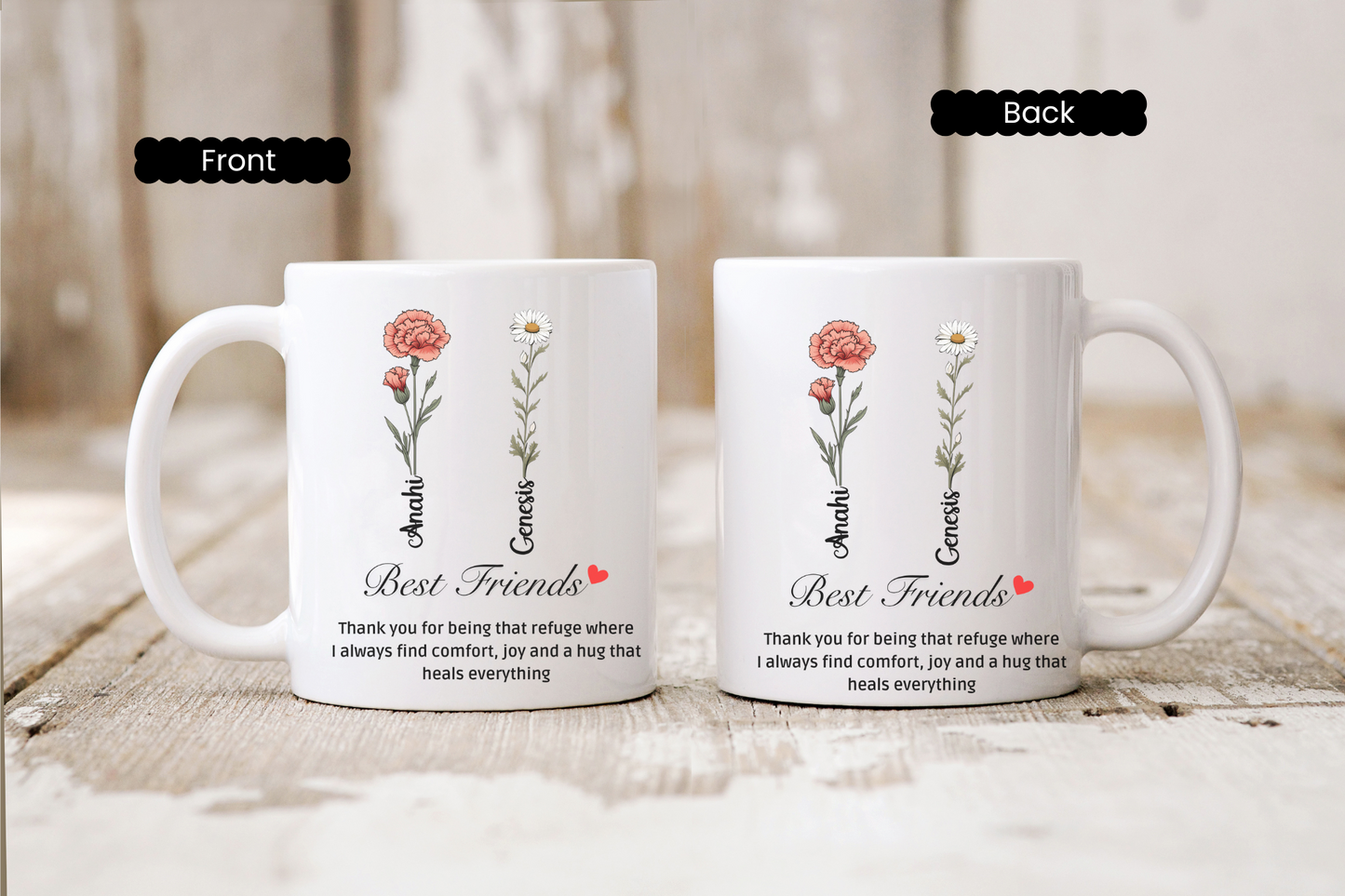 Custom Best Friend Mug Besties Forever Coffee Cup Funny Friend Gift Personalized Mug for Her Birthday or Just Because Gift for BFF