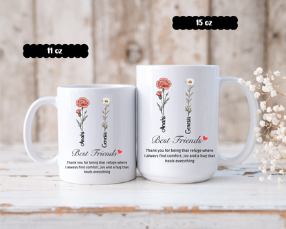 Custom Best Friend Mug Besties Forever Coffee Cup Funny Friend Gift Personalized Mug for Her Birthday or Just Because Gift for BFF