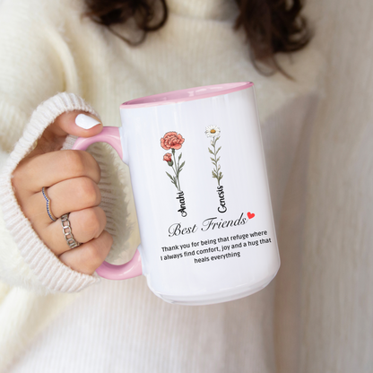 Best Friend Forever Mug with Custom Name Personalized Bestie Gift Women's Friendship Coffee Cup Funny Birthday Gift for Soul Sisters
