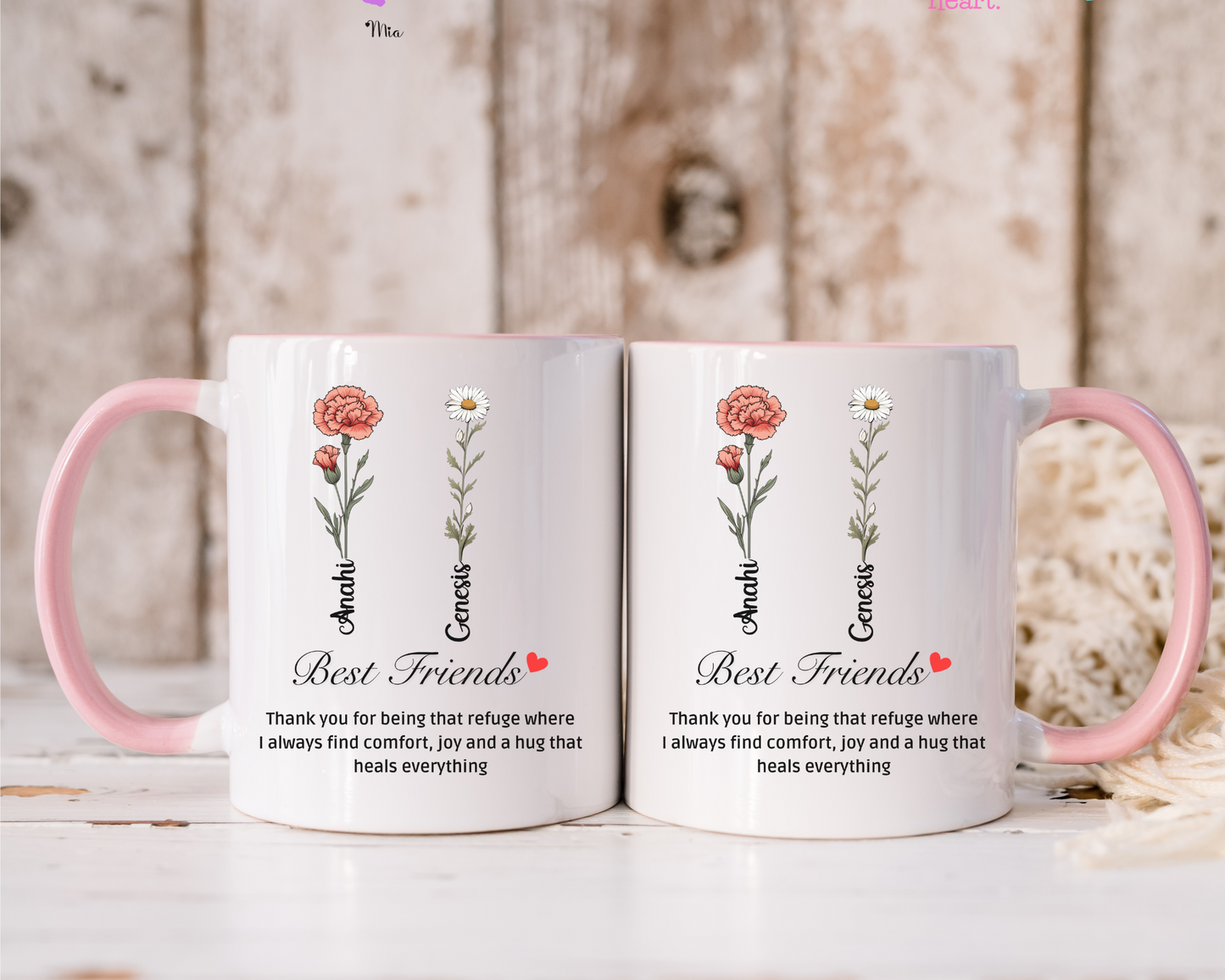 Best Friend Forever Mug with Custom Name Personalized Bestie Gift Women's Friendship Coffee Cup Funny Birthday Gift for Soul Sisters