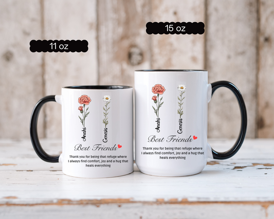 Best Friend Forever Mug with Custom Name Personalized Bestie Gift Women's Friendship Coffee Cup Funny Birthday Gift for Soul Sisters