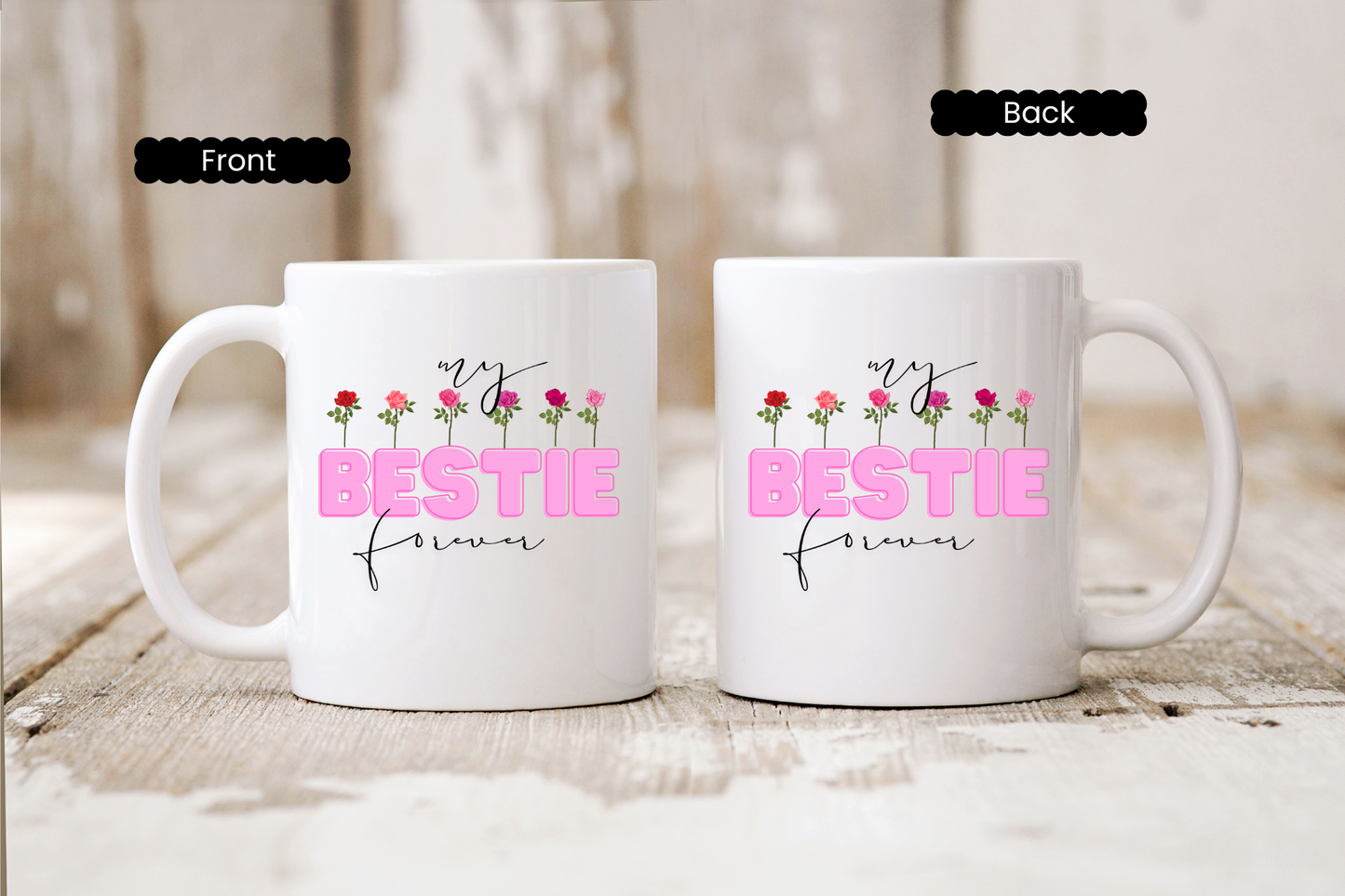 BFF Mug Custom Best Friend Coffee Cup Funny Friend Gift Besties Forever Personalized Mug for Birthday or Women Bestie Gift Ideas with Names