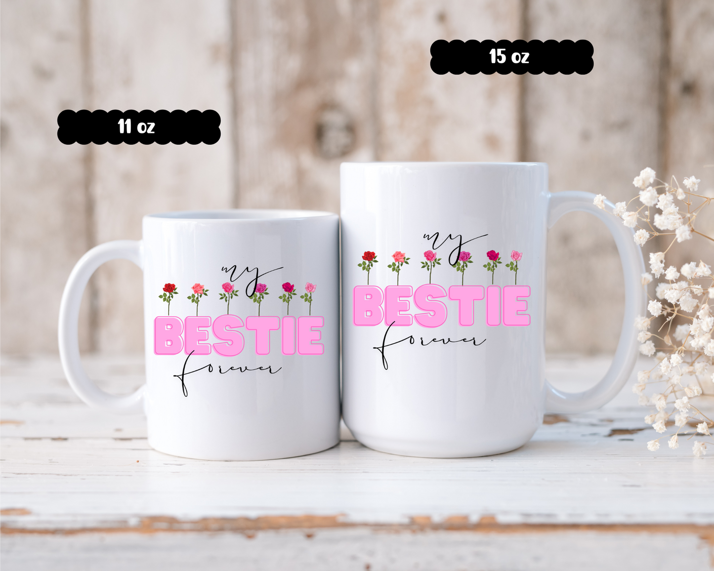 BFF Mug Custom Best Friend Coffee Cup Funny Friend Gift Besties Forever Personalized Mug for Birthday or Women Bestie Gift Ideas with Names