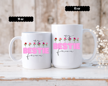 BFF Mug Custom Best Friend Coffee Cup Funny Friend Gift Besties Forever Personalized Mug for Birthday or Women Bestie Gift Ideas with Names