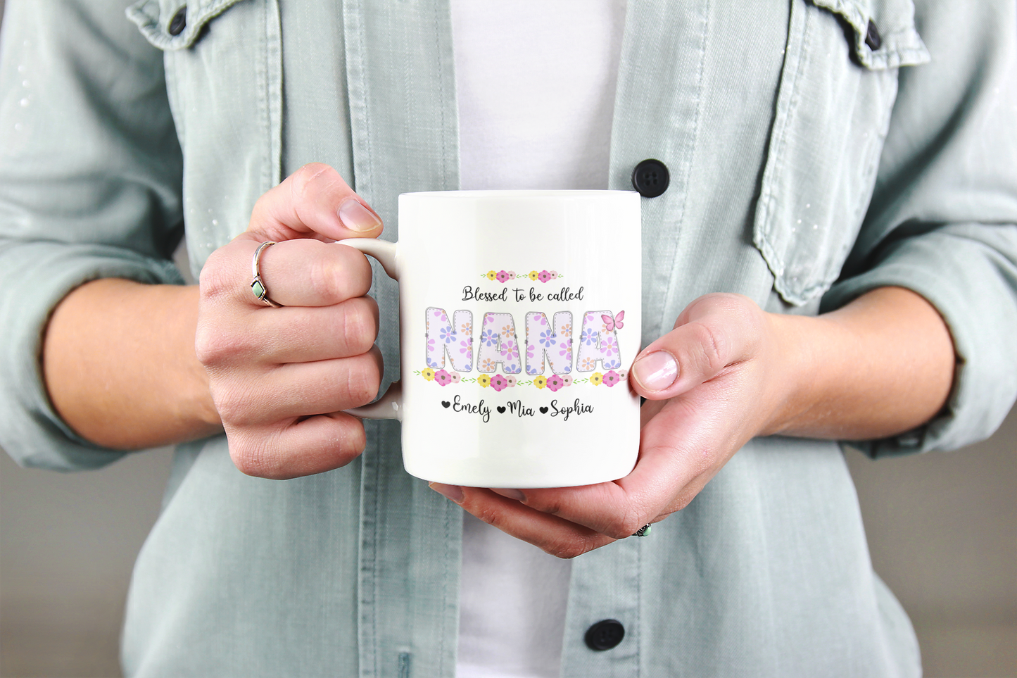 Personalized Nana Mug with Grandkids Names Custom Grandma Coffee Mug Gift for Nana or Grandma Birthday Christmas or Mother's Day Idea Nana