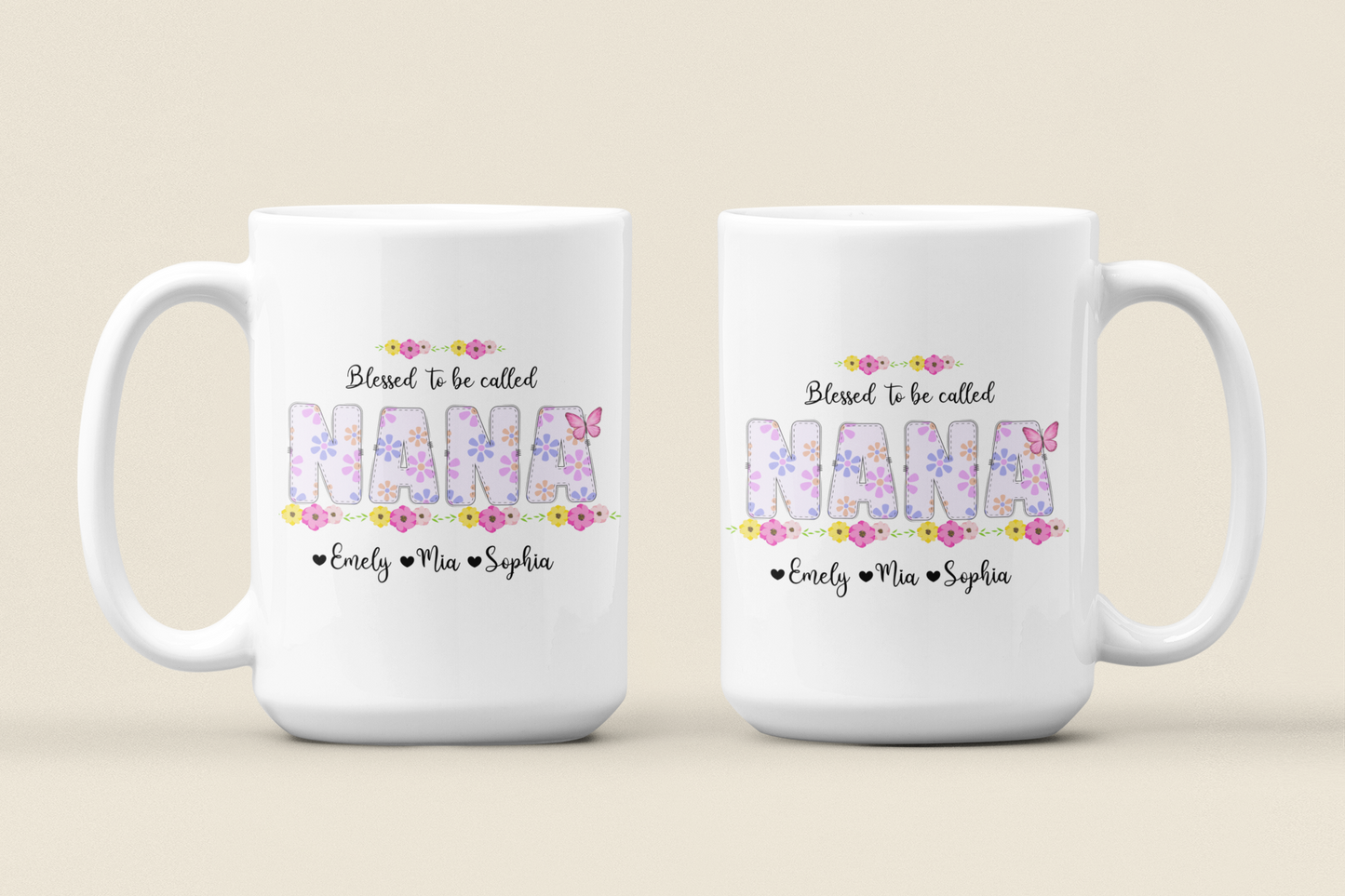 Personalized Nana Mug with Grandkids Names Custom Grandma Coffee Mug Gift for Nana or Grandma Birthday Christmas or Mother's Day Idea Nana