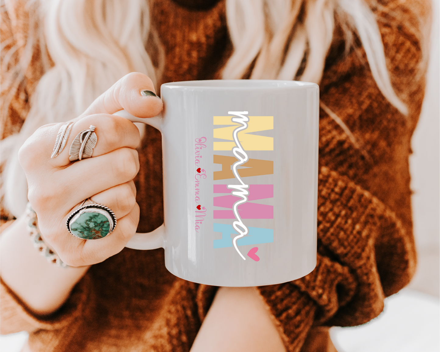 Personalized Mama Mug with Kids Names Custom Coffee Mug Gift for Mom or Mama Birthday Mothers Day or Christmas Sentimental Mom Gift Best Mom
