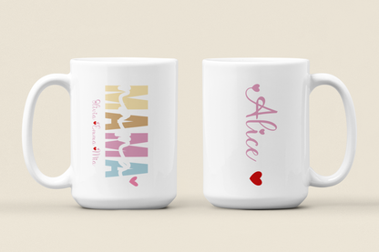 Personalized Mama Mug with Kids Names Custom Coffee Mug Gift for Mom or Mama Birthday Mothers Day or Christmas Sentimental Mom Gift Best Mom