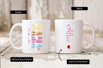 Personalized Mama Mug with Kids Names Custom Coffee Mug Gift for Mom or Mama Birthday Mothers Day or Christmas Sentimental Mom Gift Best Mom