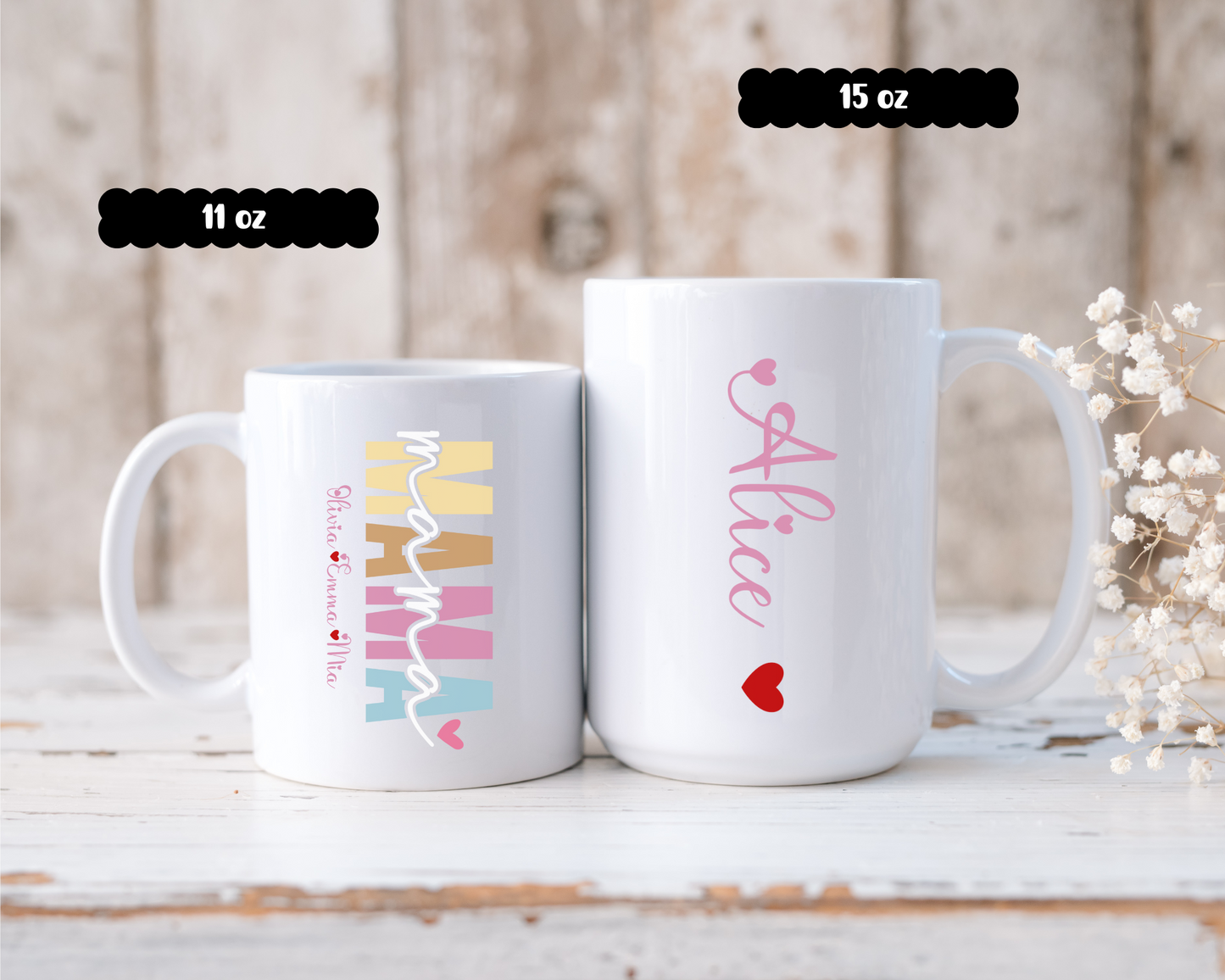 Personalized Mama Mug with Kids Names Custom Coffee Mug Gift for Mom or Mama Birthday Mothers Day or Christmas Sentimental Mom Gift Best Mom