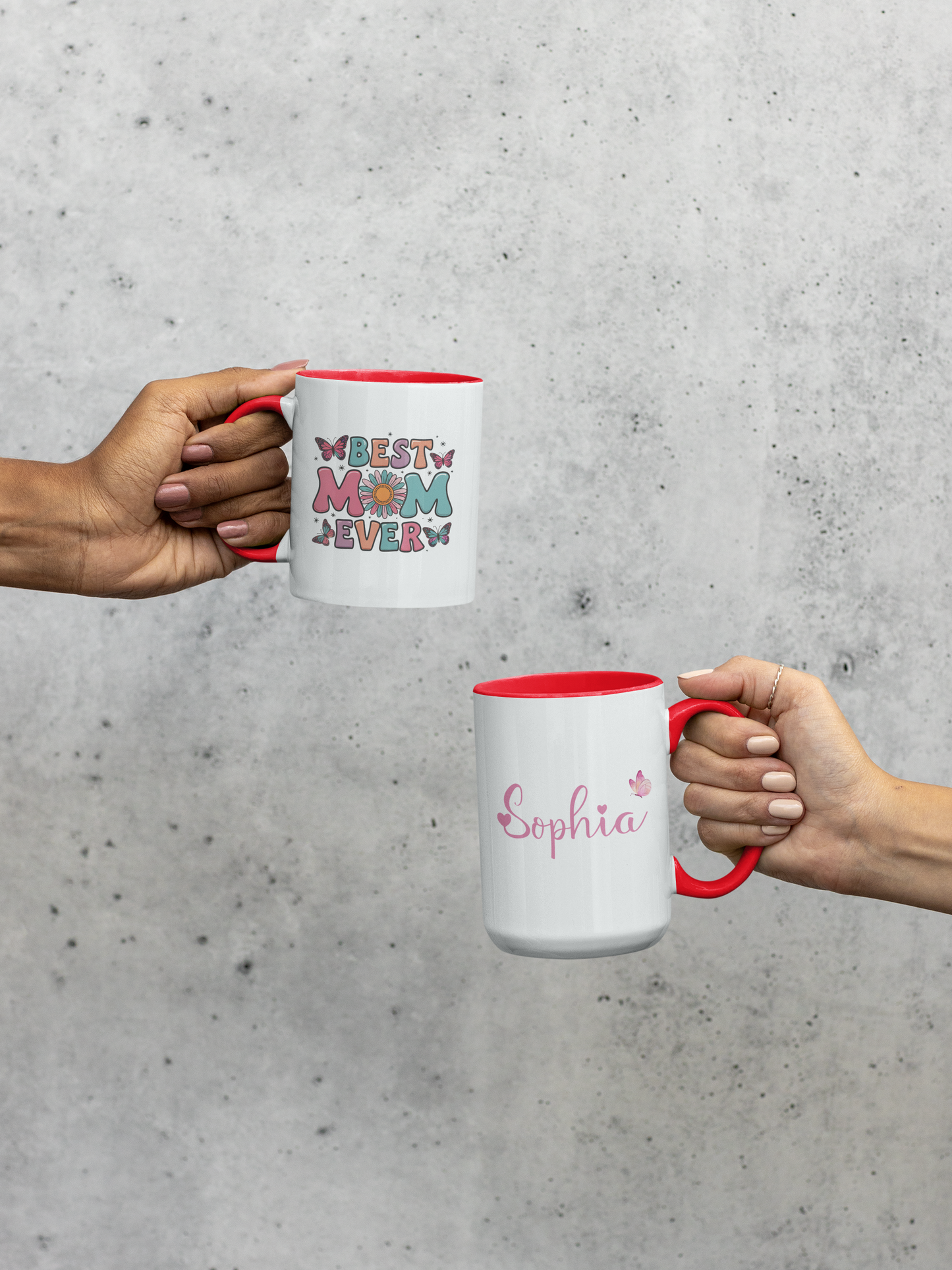Best Mom Ever Custom Coffee Mug with Butterflies and Names Personalized Gift for Mom Birthday Mothers Day from Daughter Son Husband or Wife