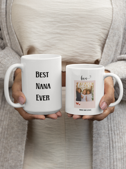 Custom Nana Coffee Mug with Floral Design and Name Personalized Gift for New Nana Grandma Mothers Day Birthday or Christmas from Grandkids