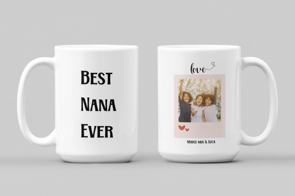 Custom Nana Coffee Mug with Floral Design and Name Personalized Gift for New Nana Grandma Mothers Day Birthday or Christmas from Grandkids