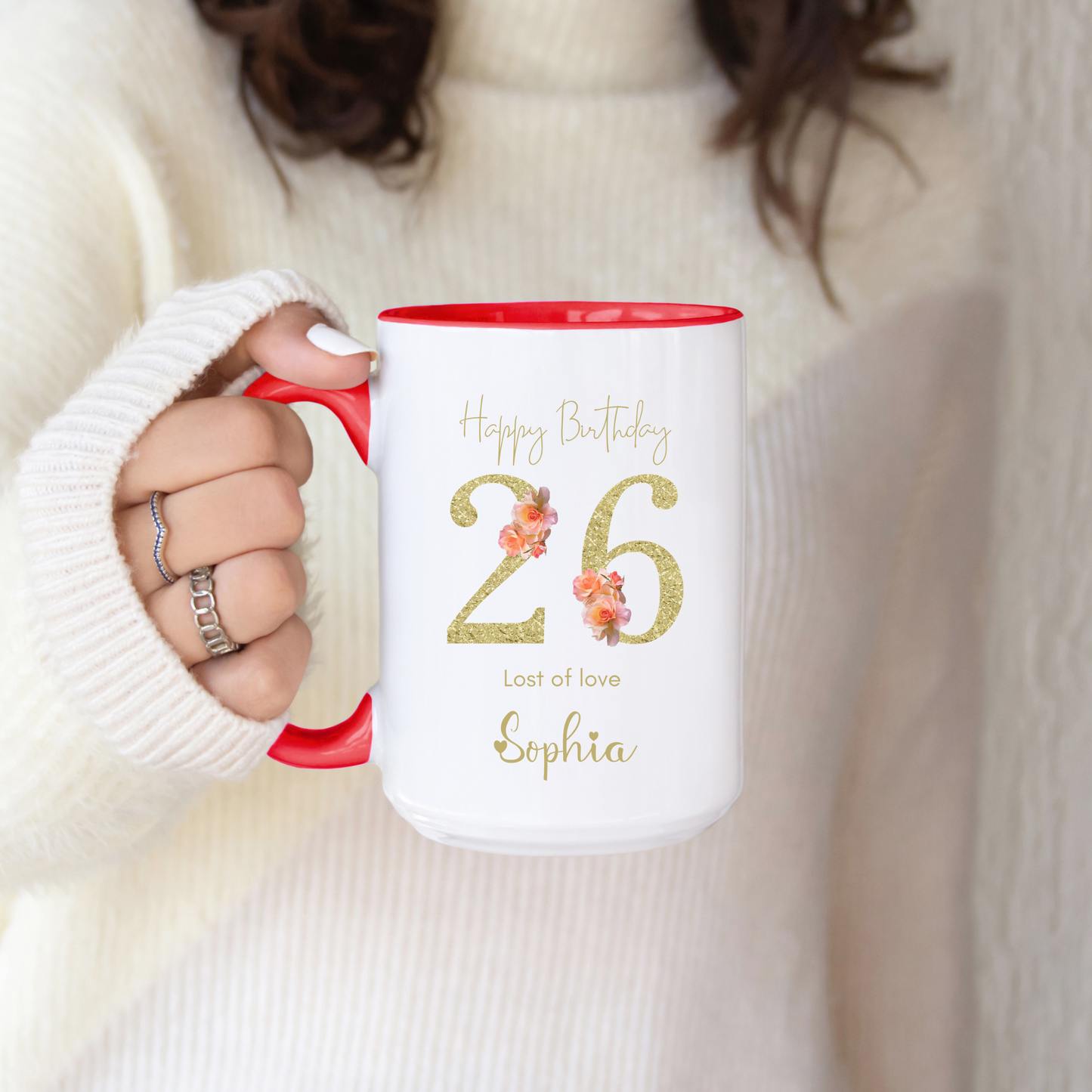 Mug for Her,  Custom Age Mug with Name and Age Design Personalized Birthday Gift for Mom Friend Daughter Wife or Coworker 20th to 70th Age
