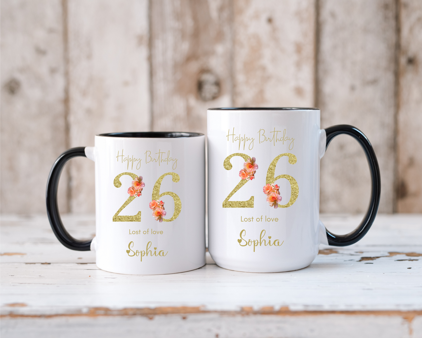 Mug for Her,  Custom Age Mug with Name and Age Design Personalized Birthday Gift for Mom Friend Daughter Wife or Coworker 20th to 70th Age