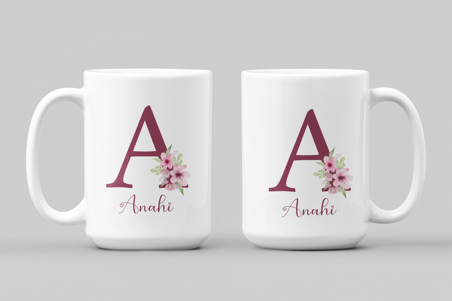 Custom Initial Coffee Mug with Name Custom Letter Floral Design Personalized Gift for Mom Aunt Sister Friend or Grandma Birthday or Holidays