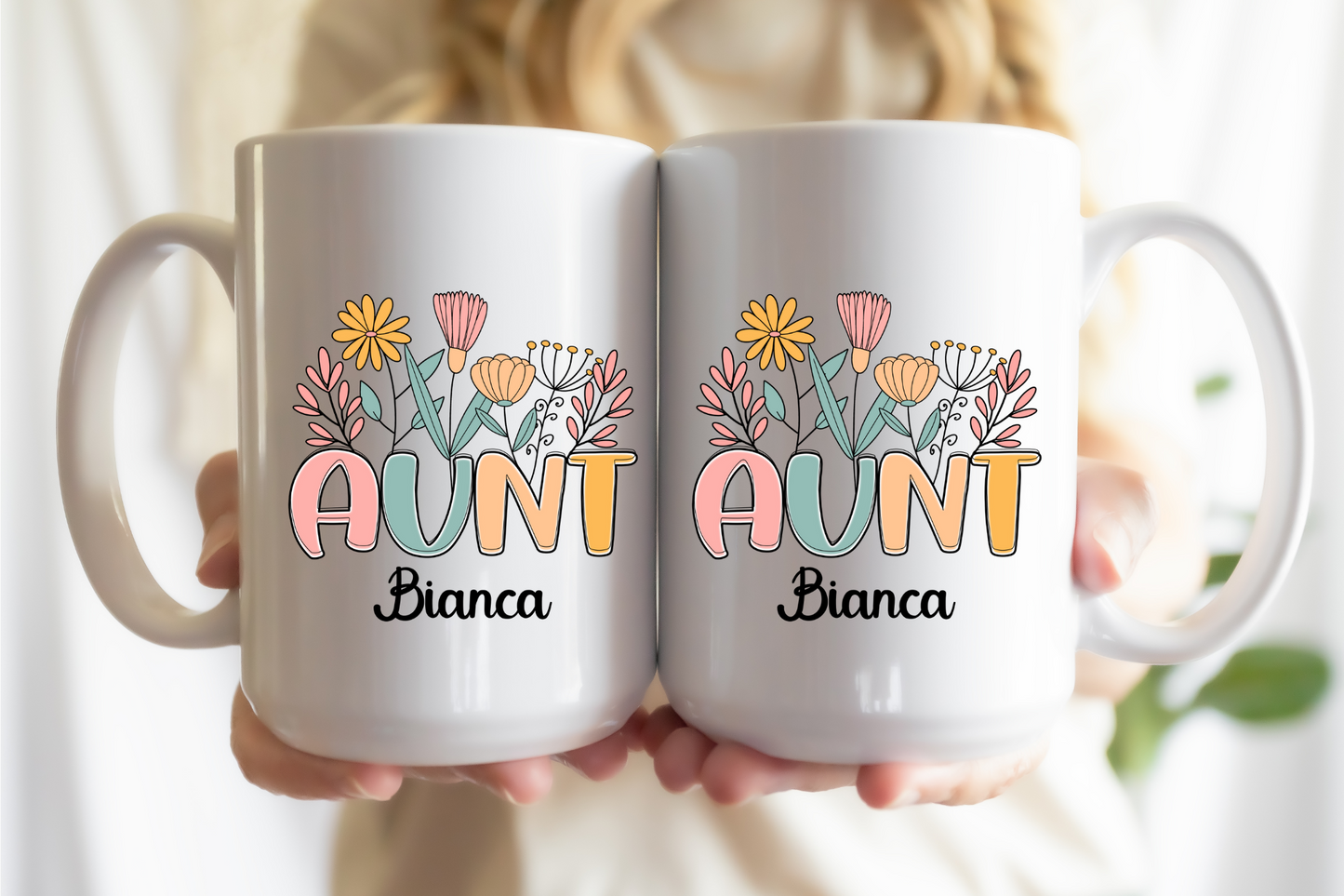 Custom Floral Aunt Mug with Name Best Aunt Ever Gift  Cool Aunt Coffee Mug  Personalized Auntie Mug for Aunt from Nephew Gift Mug for Aunt