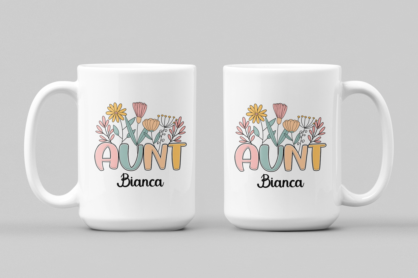 Custom Floral Aunt Mug with Name Best Aunt Ever Gift  Cool Aunt Coffee Mug  Personalized Auntie Mug for Aunt from Nephew Gift Mug for Aunt