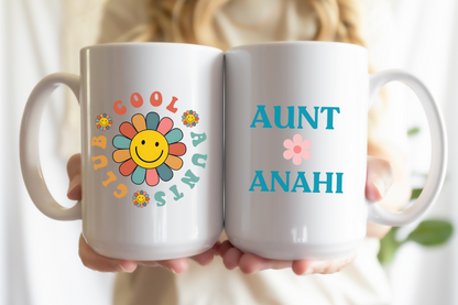 Custom Aunt Coffee Mug with Floral Design Personalized Name Gift for Aunt Birthday Christmas from Nephew Cool or New Auntie Gift