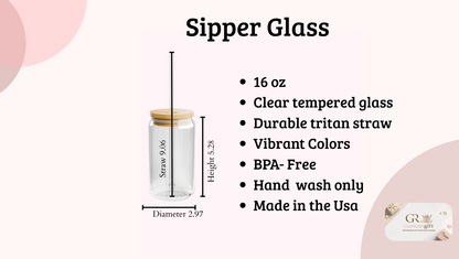 Custom Nana Glass Cup Floral Sipper with Kids Names Personalized Iced Coffee Glass Can Perfect Gift for Nana Mother's Day or Birthday
