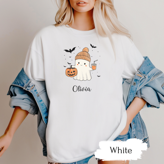 Custom Halloween Ghost T-shirt Halloween Ghost T-shirt, Personalized Fall Shirt