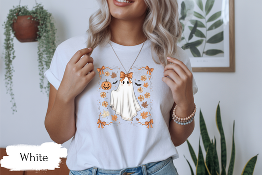Halloween Lace Ghost Sweatshirt | Cute Floral Ghost Sweater Shirt for Women & Adults