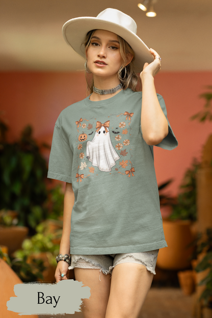 Halloween Lace Ghost Sweatshirt | Cute Floral Ghost Sweater Shirt for Women & Adults
