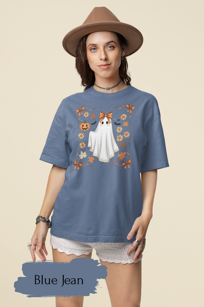 Halloween Lace Ghost Sweatshirt | Cute Floral Ghost Sweater Shirt for Women & Adults