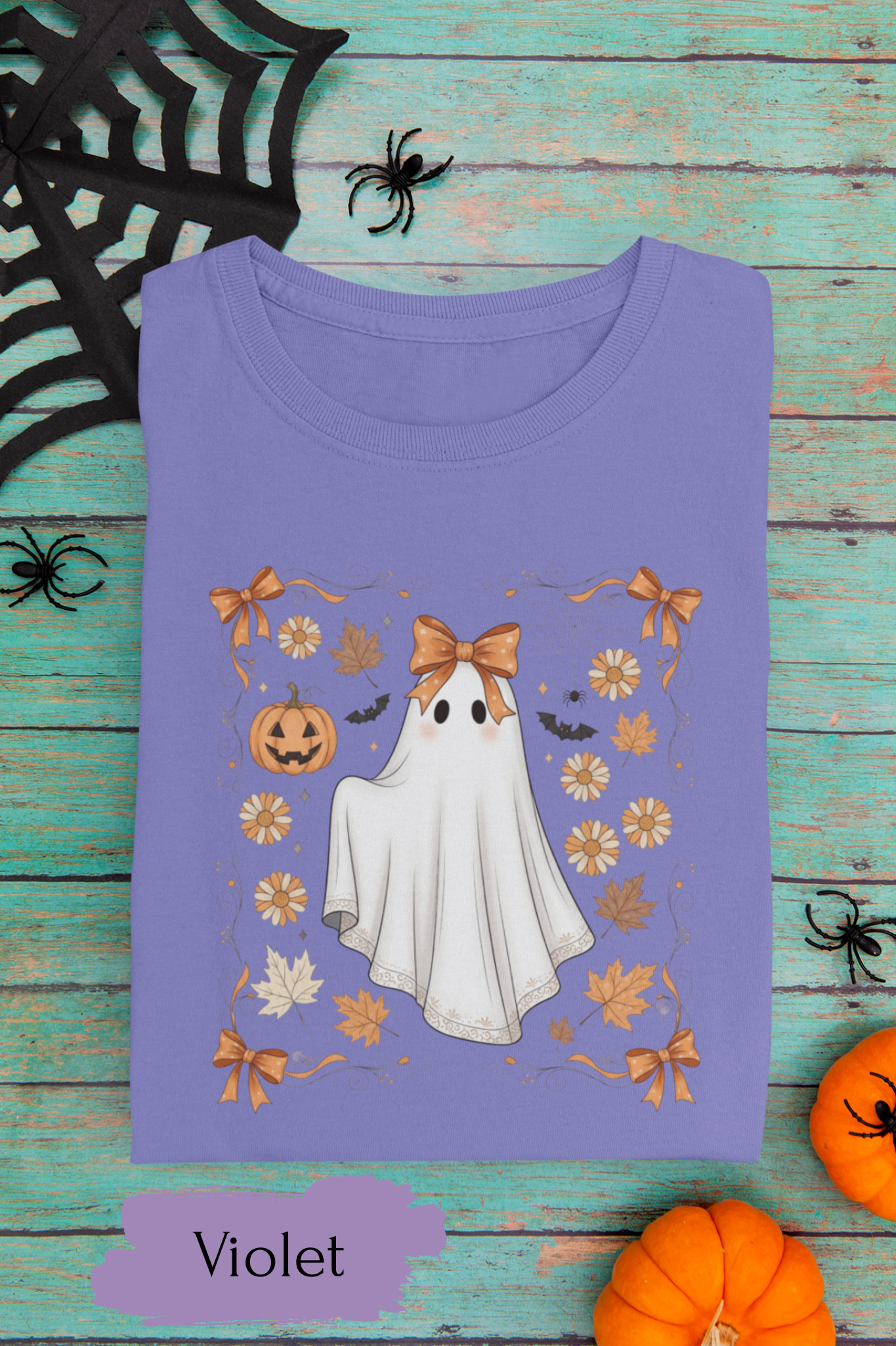 Halloween Lace Ghost Sweatshirt | Cute Floral Ghost Sweater Shirt for Women & Adults