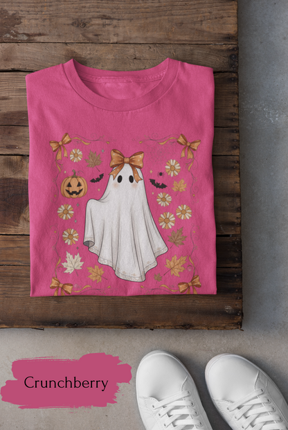 Halloween Lace Ghost Sweatshirt | Cute Floral Ghost Sweater Shirt for Women & Adults