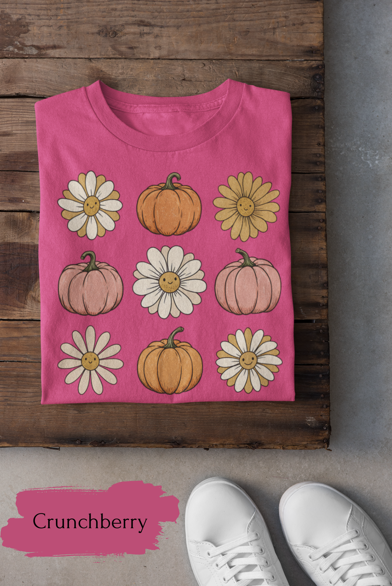Pumpkins & Flowers Stamp Shirt | Cute Fall Halloween Shirt for Women & Adults