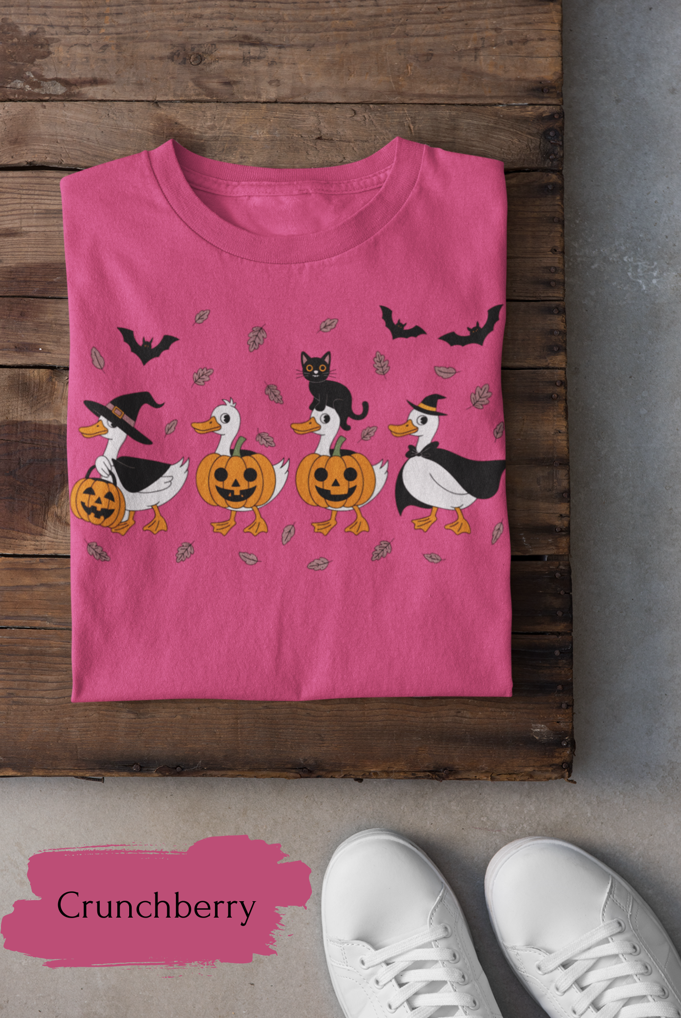 Halloween Ghost Cat and Ducks Shirt | Cute Spooky Season Cat T-Shirt for Women & Adults