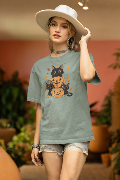 Halloween Ghost Cat Shirt | Cute Cat Halloween Shirt for Women & Adults | Fall Tee