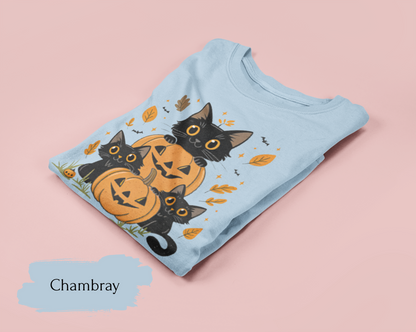 Halloween Ghost Cat Shirt | Cute Cat Halloween Shirt for Women & Adults | Fall Tee