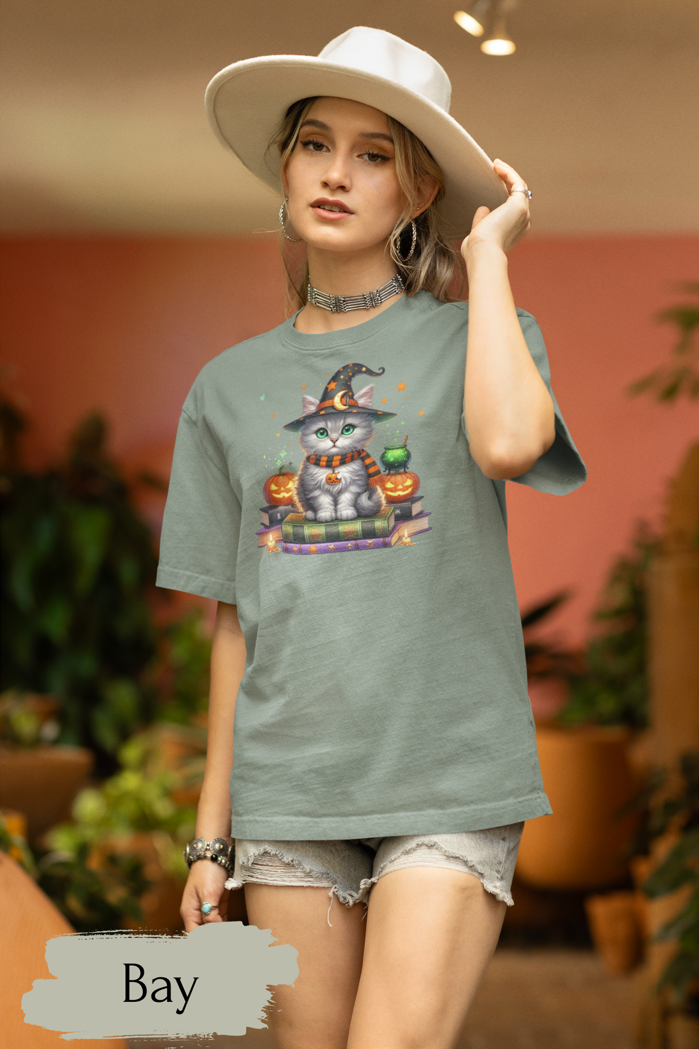 Cute Ghost Cat Halloween Shirt | Spooky Black Cat Tee for Women & Adults | Fall Graphic T-Shirt