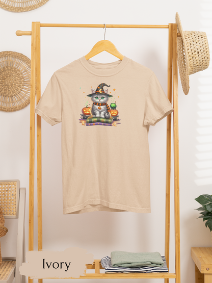 Cute Ghost Cat Halloween Shirt | Spooky Black Cat Tee for Women & Adults | Fall Graphic T-Shirt