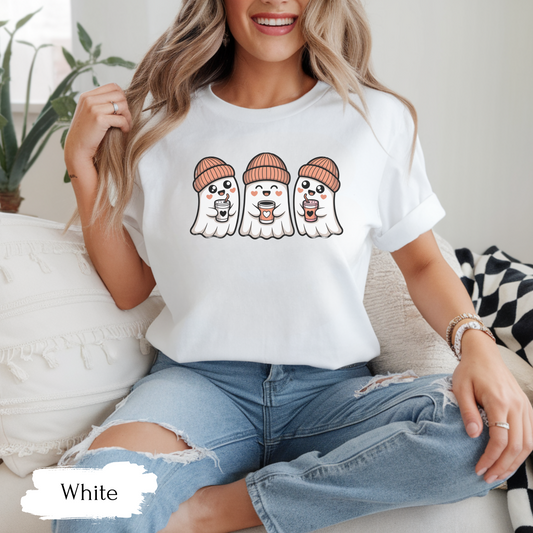 Cute Coffee Drink Ghost Shirt | Halloween Shirt for Women & Adults | Fall Tee