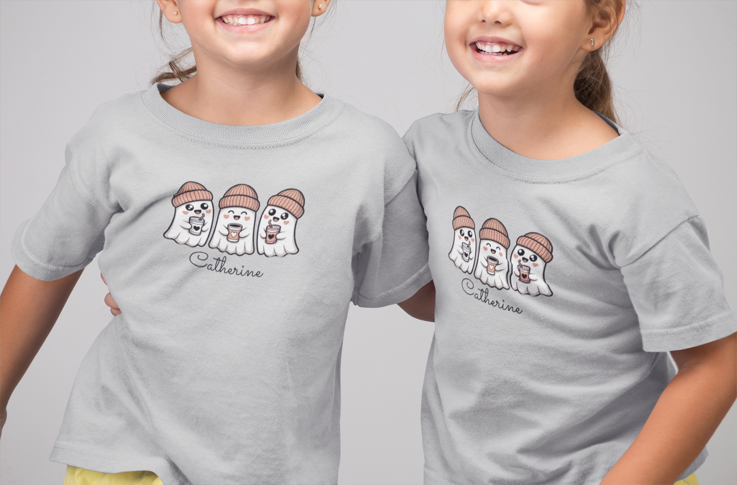 Cute Ghosts Toddler Tee for Kids, Halloween Shirt, Custom Name