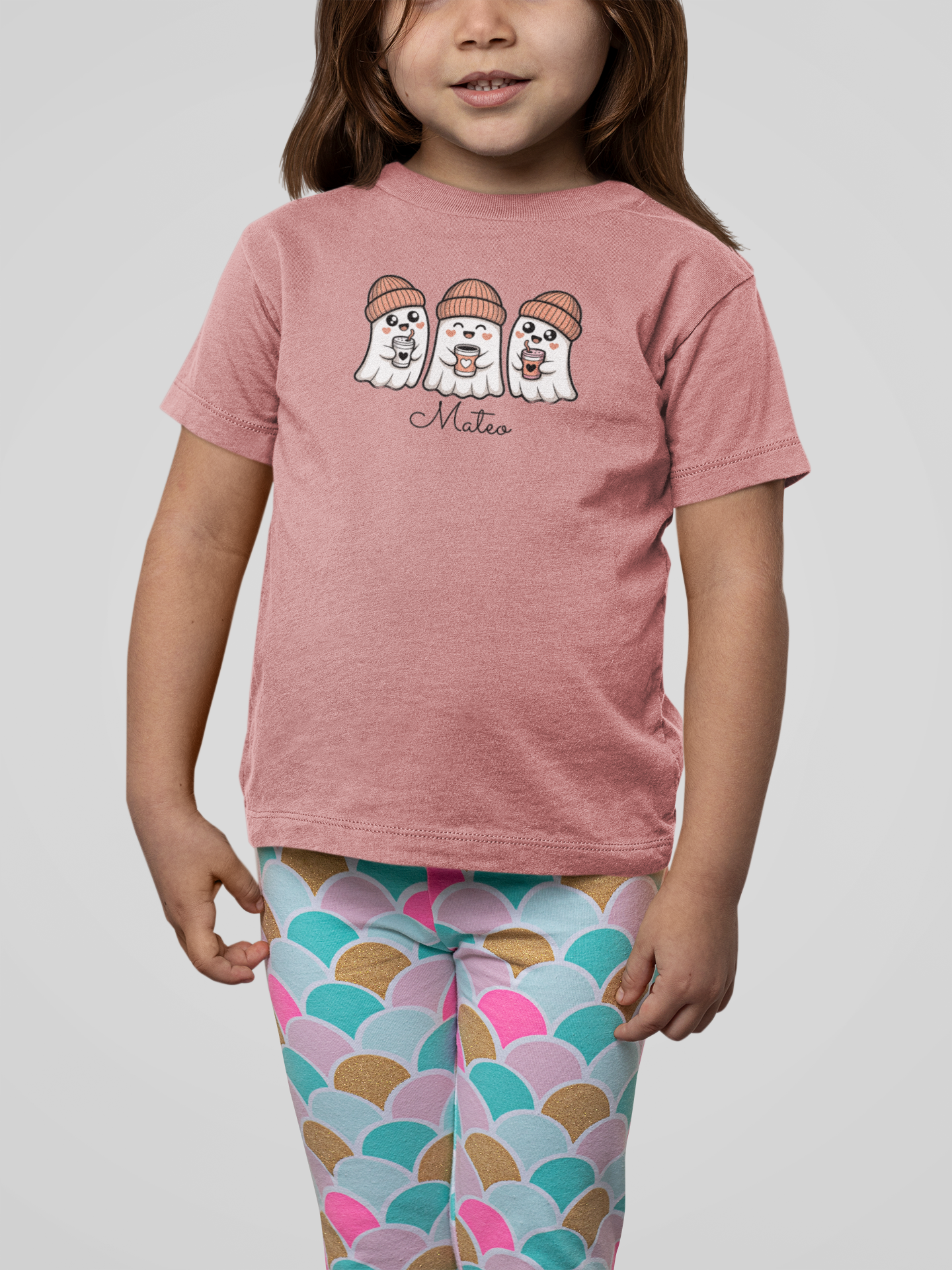 Cute Ghosts Toddler Tee for Kids, Halloween Shirt, Custom Name
