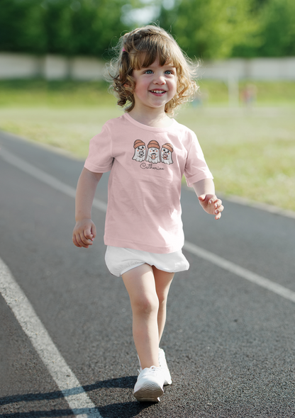 Cute Ghosts Toddler Tee for Kids, Halloween Shirt, Custom Name