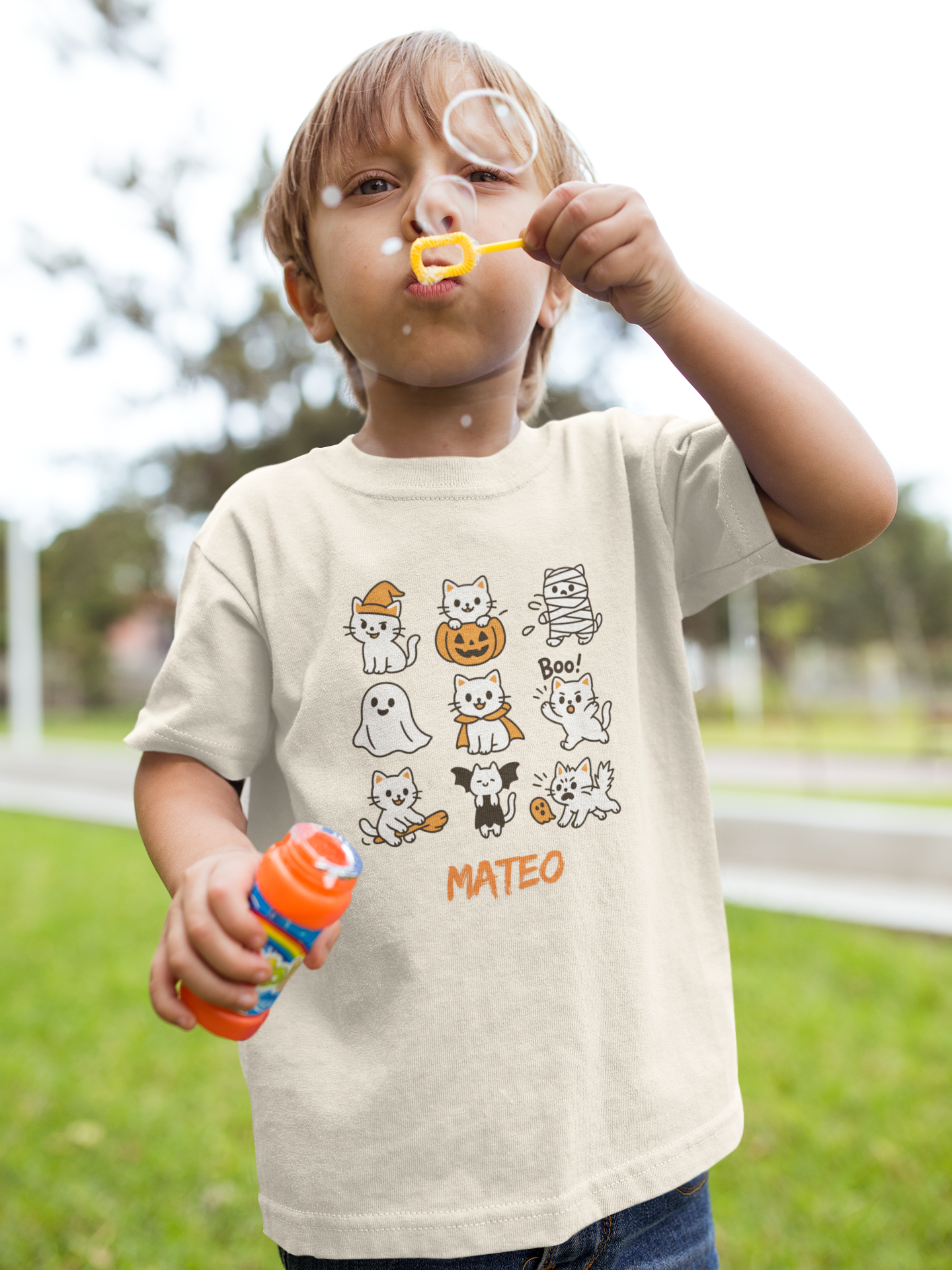 Toddler Halloween Cat Tee shirt for Kids witgh Custom Name