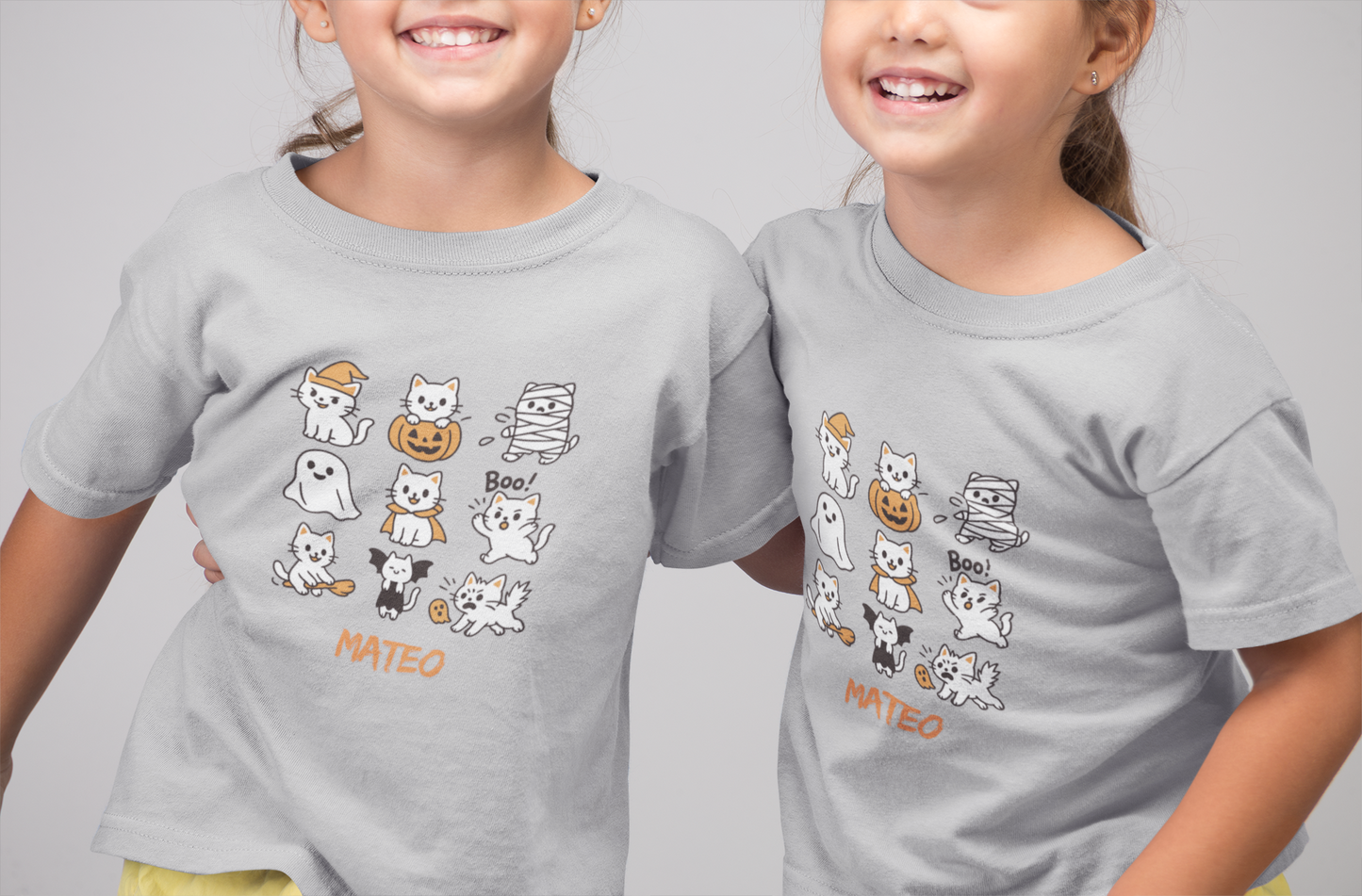 Toddler Halloween Cat Tee shirt for Kids witgh Custom Name