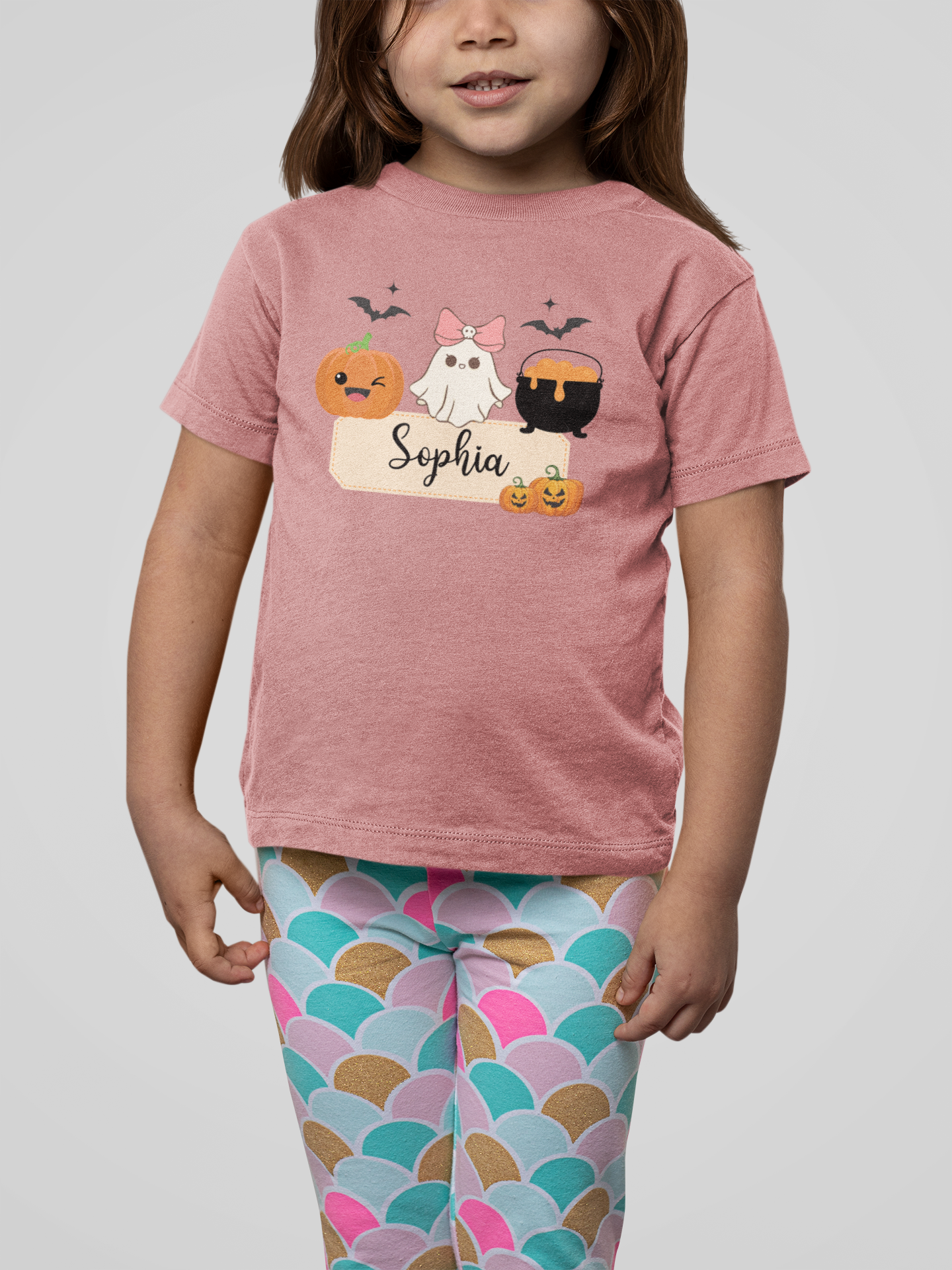 Personalized Halloween Toddler Tee, Ghost and Pumpkin Design for Kids, Cute Halloween Shirt