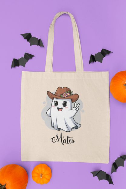 Whimsical Ghost Tote Bag - Perfect for Halloween, Gift, Eco-friendly Shopping, Cute Style, Personal Use