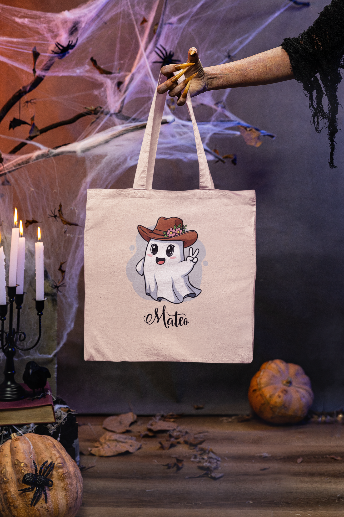 Whimsical Ghost Tote Bag - Perfect for Halloween, Gift, Eco-friendly Shopping, Cute Style, Personal Use