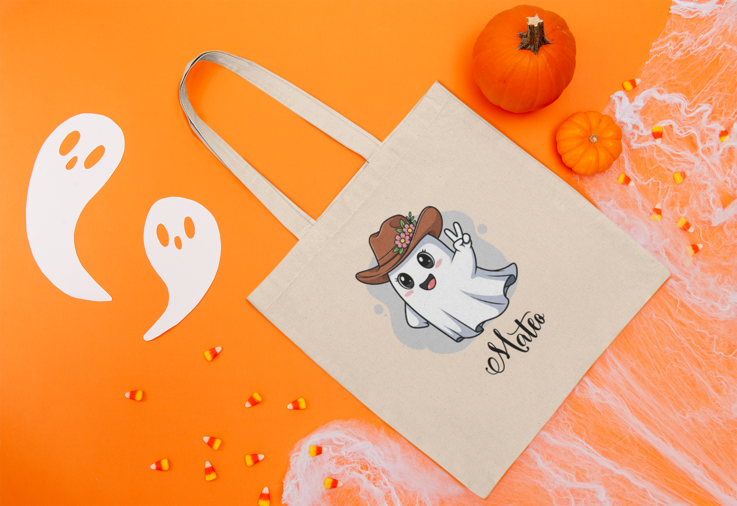 Whimsical Ghost Tote Bag - Perfect for Halloween, Gift, Eco-friendly Shopping, Cute Style, Personal Use