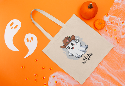 Whimsical Ghost Tote Bag - Perfect for Halloween, Gift, Eco-friendly Shopping, Cute Style, Personal Use