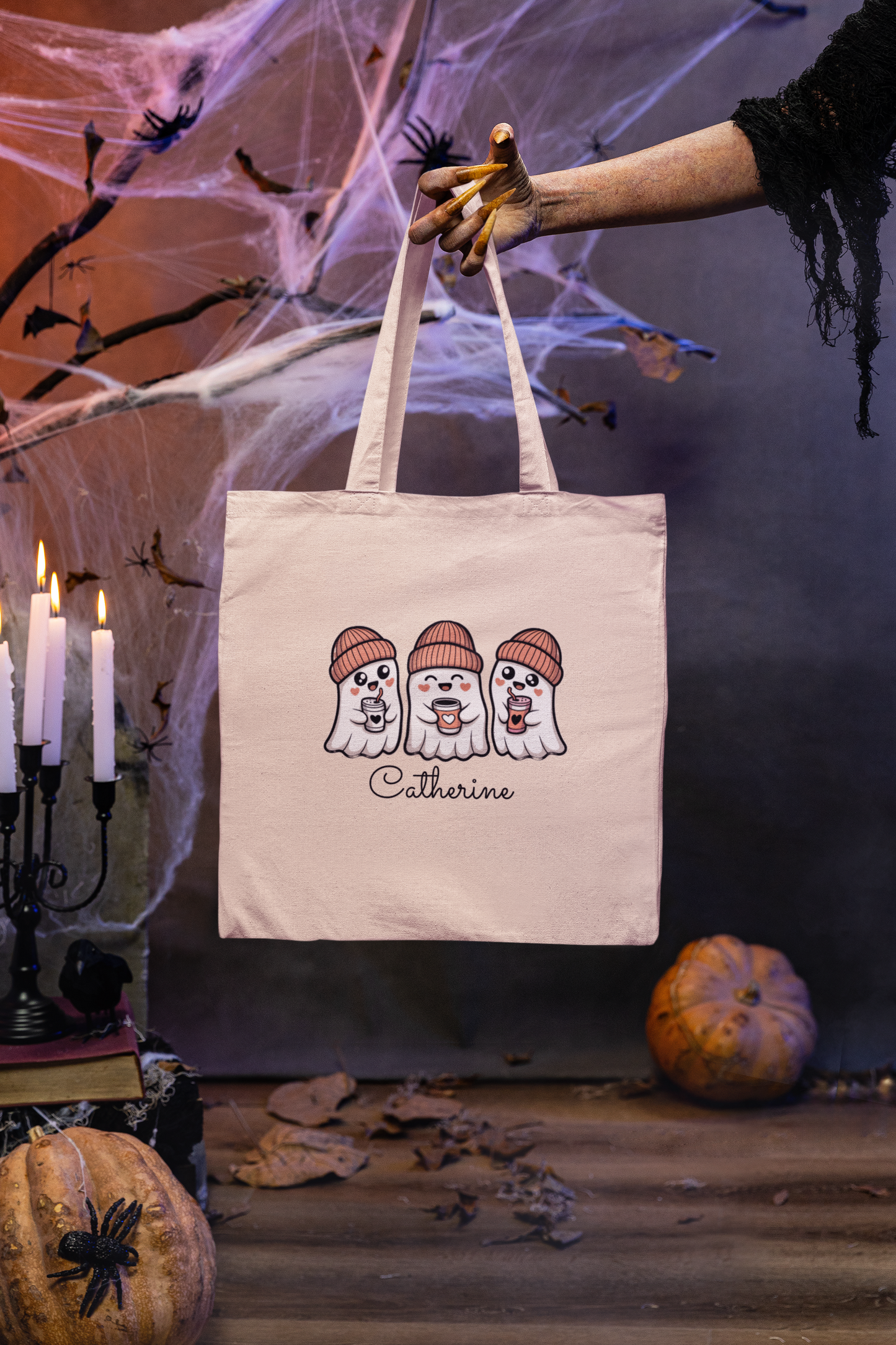 Cute Ghosts Halloween Tote Bag, Personalized Canvas Bag for Trick or Treat, Eco-Friendly Shopping Bag, Gift for Halloween Lovers, [...]